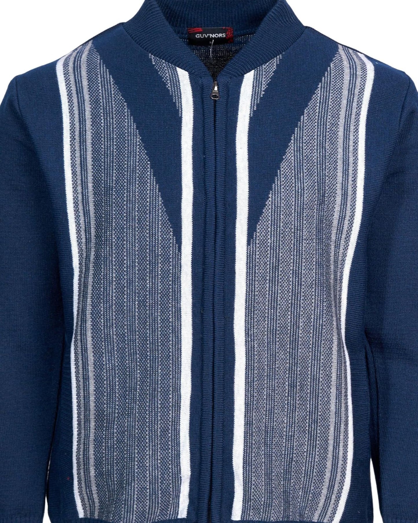 Men Knitted Cardigan Jumper Zip Front Round Neck Long Sleeve Sweater with 2 Front Pockets