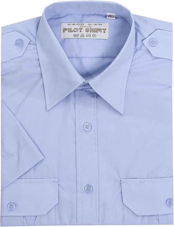 Mens Pilot Shirts Short Sleeves with Pockets