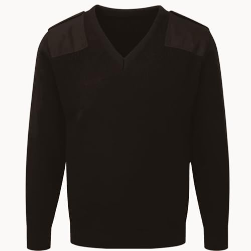Security Jumper Sweater Ribbed Knit, Reinforced Shoulder Patches & Epaulettes – Uniform Workwear / Cadets Jumper