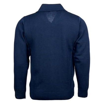 Men Zipper Cardigans Knitted Collar Neck Sweater Regular Fit Long Sleeve Front Pockets Classic Style S to 2XL