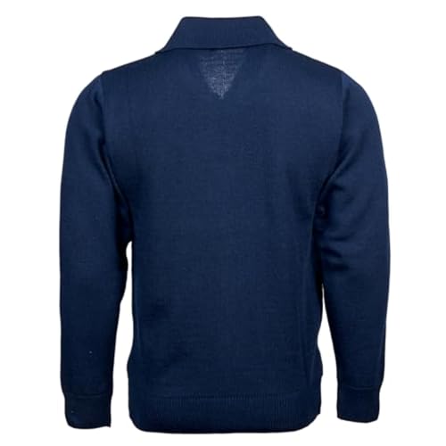 Men Zipper Cardigans Knitted Collar Neck Sweater Regular Fit Long Sleeve Front Pockets Classic Style S to 2XL