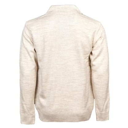 Men Zipper Cardigans Knitted Collar Neck Sweater Regular Fit Long Sleeve Front Pockets Classic Style S to 2XL