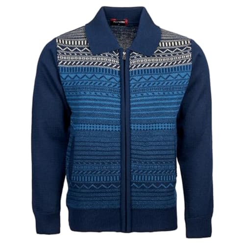 Men Zipper Cardigans Knitted Collar Neck Sweater Regular Fit Long Sleeve Front Pockets Classic Style S to 2XL
