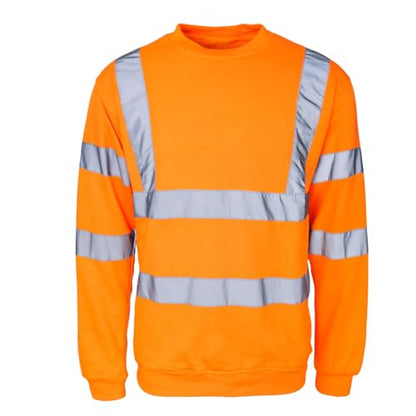Hi Vis Sweatshirt High Visibility Crew Neck Long Sleeves Work Wear Hi Viz Jumper