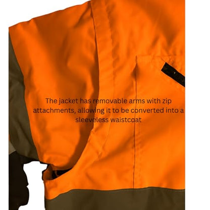 Portwest Hi-Vis Coat 3-in-1 Zip Fleece Hoodie Jacket with Removable Sherpa-Lined Inner Coat