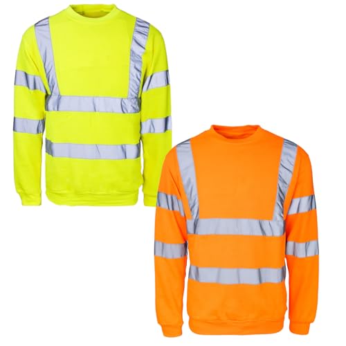 Hi Vis Sweatshirt High Visibility Crew Neck Long Sleeves Work Wear Hi Viz Jumper