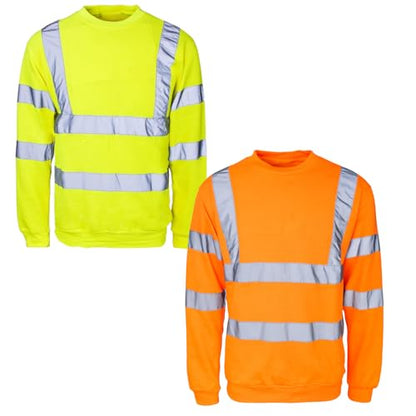 Hi Vis Sweatshirt High Visibility Crew Neck Long Sleeves Work Wear Hi Viz Jumper