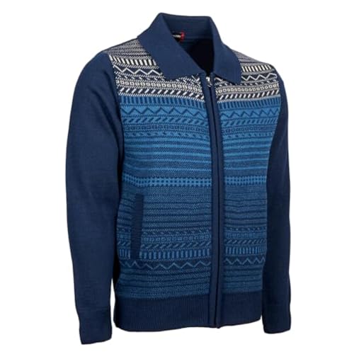 Men Zipper Cardigans Knitted Collar Neck Sweater Regular Fit Long Sleeve Front Pockets Classic Style S to 2XL