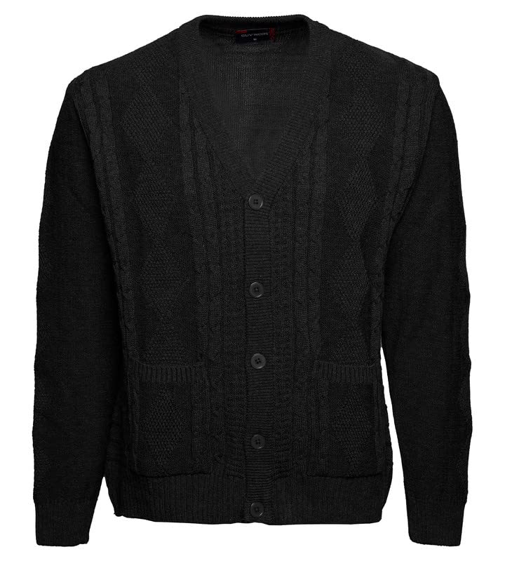 Men V Neck Button Cardigan Long Sleeve Pockets