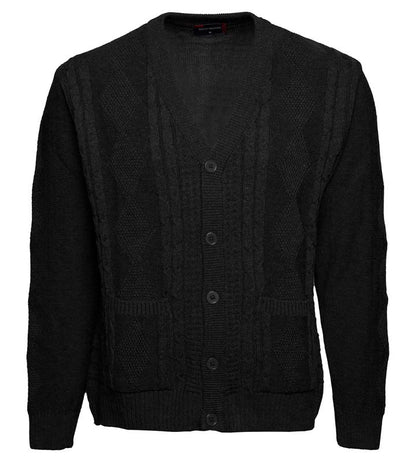 Men V Neck Button Cardigan Long Sleeve Pockets