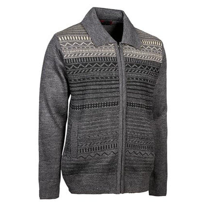 Men Zipper Cardigans Knitted Collar Neck Sweater Regular Fit Long Sleeve Front Pockets Classic Style S to 2XL