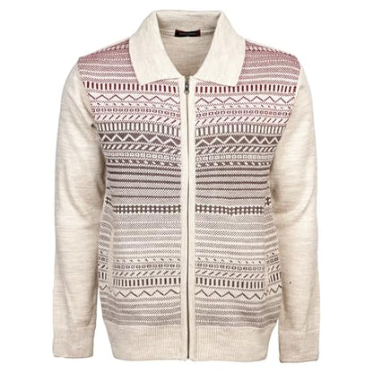 Men Zipper Cardigans Knitted Collar Neck Sweater Regular Fit Long Sleeve Front Pockets Classic Style S to 2XL