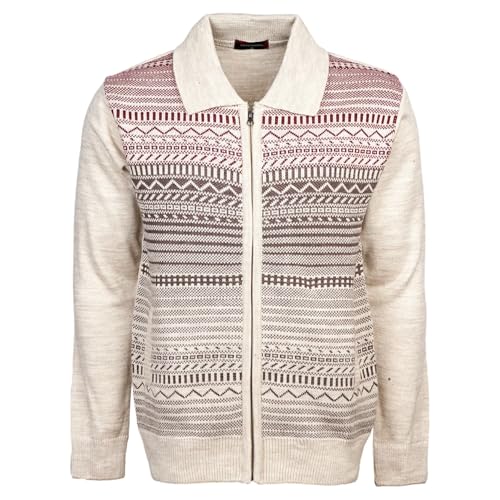 Men Zipper Cardigans Knitted Collar Neck Sweater Regular Fit Long Sleeve Front Pockets Classic Style S to 2XL