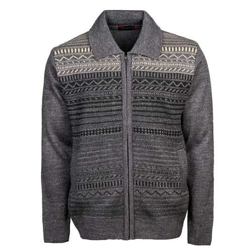 Men Zipper Cardigans Knitted Collar Neck Sweater Regular Fit Long Sleeve Front Pockets Classic Style S to 2XL