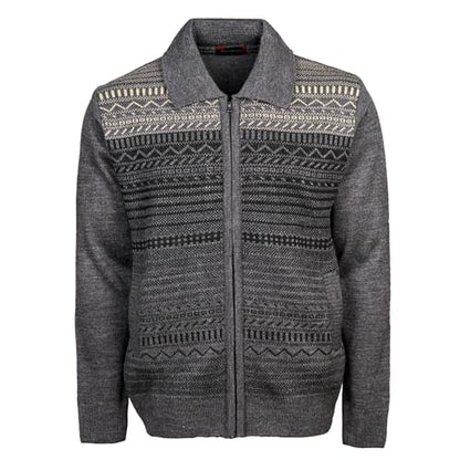 Men Zipper Cardigans Knitted Collar Neck Sweater Regular Fit Long Sleeve Front Pockets Classic Style S to 2XL