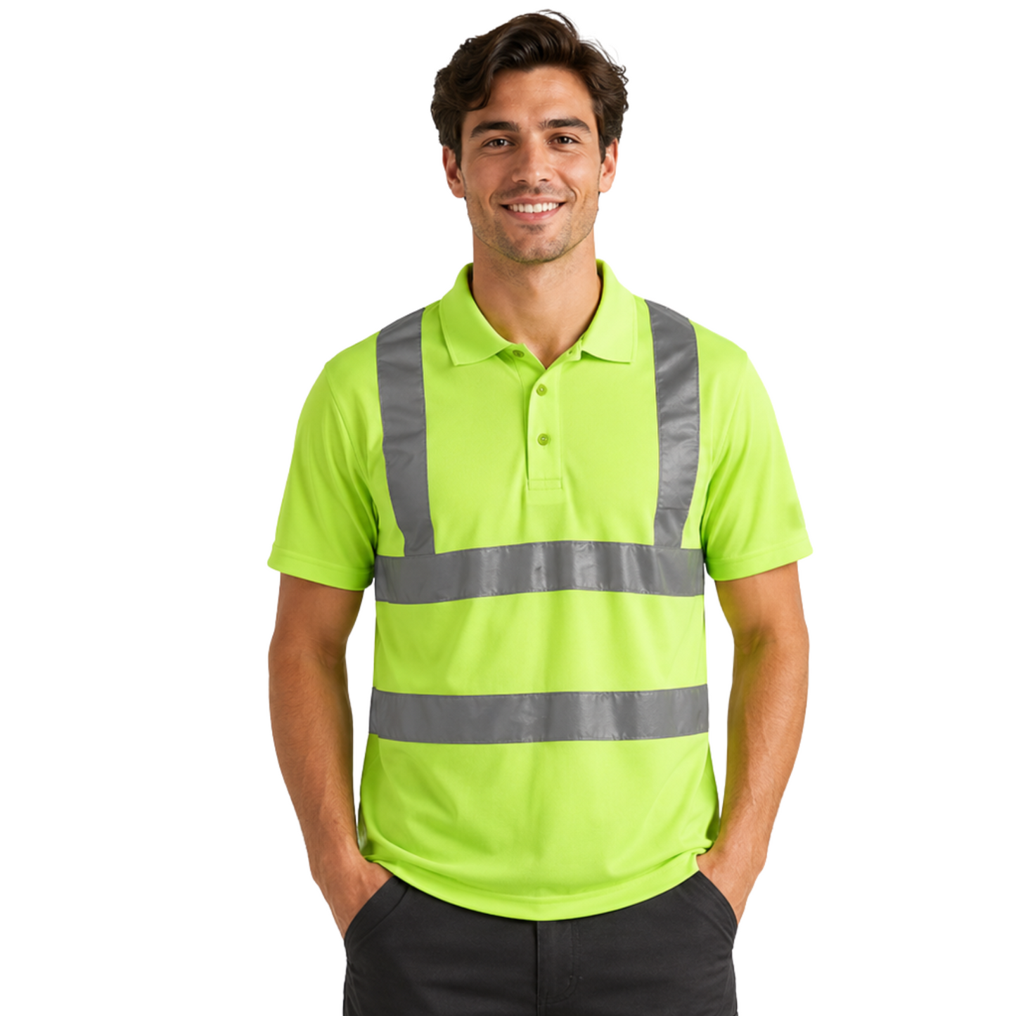 High Visibility Polo Shirt for Men Reflective Safety Work wear T-Shirt Pack of 52