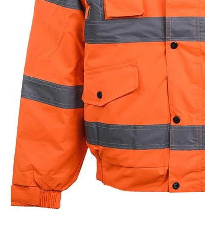 High Visibility Bomber Jacket Reflective Tapes Security Building Bouncer Waterproof Windproof Jacket