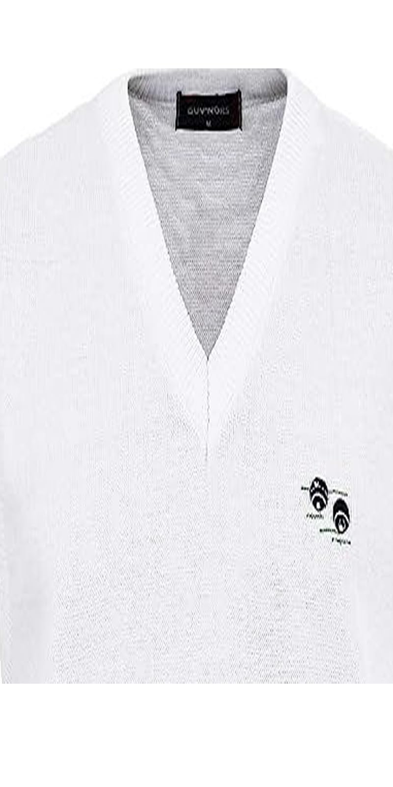Guv'nors Mens Bowling Tank Top Knitted Sleeveless Jumper White with Bowls Logo On The Front V Neck
