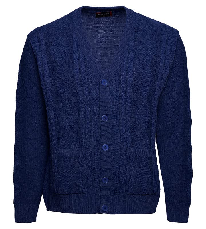 Men V Neck Button Cardigan Long Sleeve Pockets
