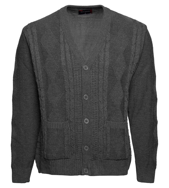 Men V Neck Button Cardigan Long Sleeve Pockets