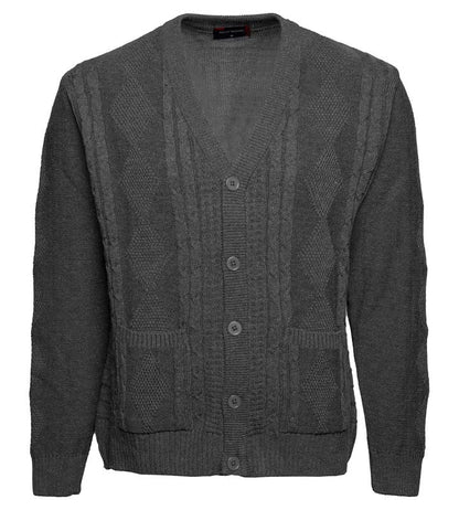 Men V Neck Button Cardigan Long Sleeve Pockets