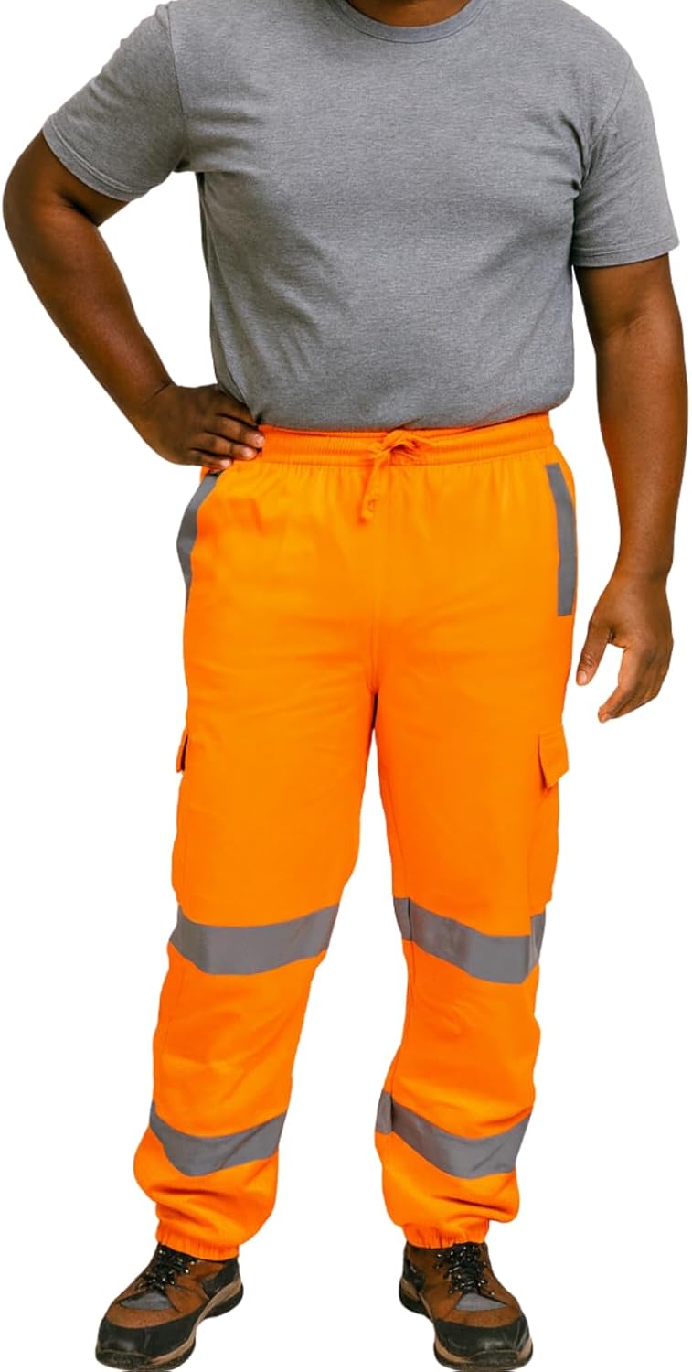 High Visibility Fleece Workwear Joggers - Reflective Safety Sweatpants Bottoms