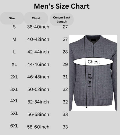 Men's Knitted Cardigan Round Neck Front Zip Long Sleeve with Pockets Cable Crew Neck Sweater