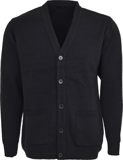 Men Knitted Cardigan Front Opening Button V Neck Winter Warm Long Sleeve Plan Sweater with Pockets S to 6XL