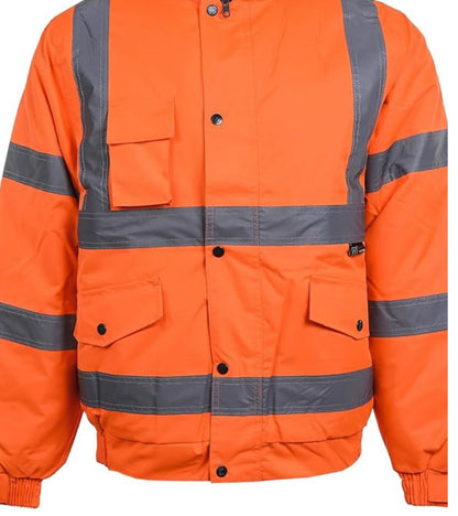 High Visibility Bomber Jacket Reflective Tapes Security Building Bouncer Waterproof Windproof Jacket
