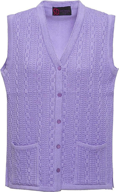 Women Sleeveless Button Knitted Cardigan