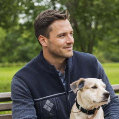 Men's Knitted Cardigan Zip Chunky Cable Knit Long Sleeve with Front Pockets