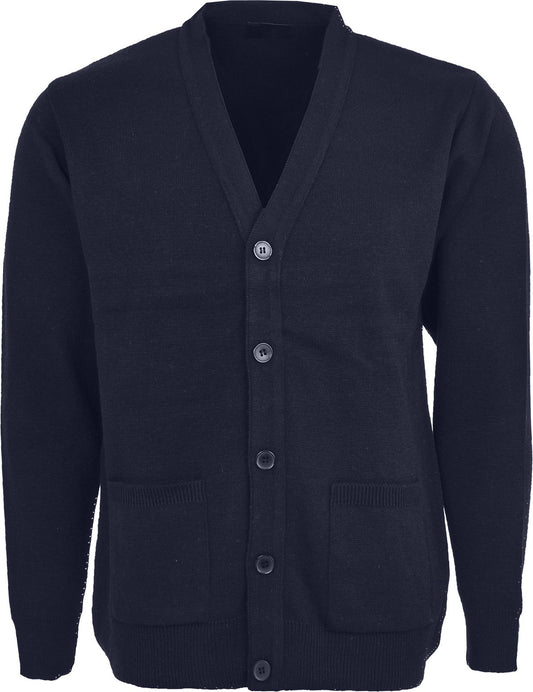 Men Knitted Cardigan Front Opening Button V Neck Winter Warm Long Sleeve Plan Sweater with Pockets S to 6XL
