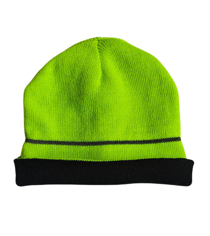 Hi-Vis Beanie Hat for Men & Women Lightweight Thermal Skull Cap Warm Winter Running Ha, Unisex Workwear, Reflective Safety Outdoor