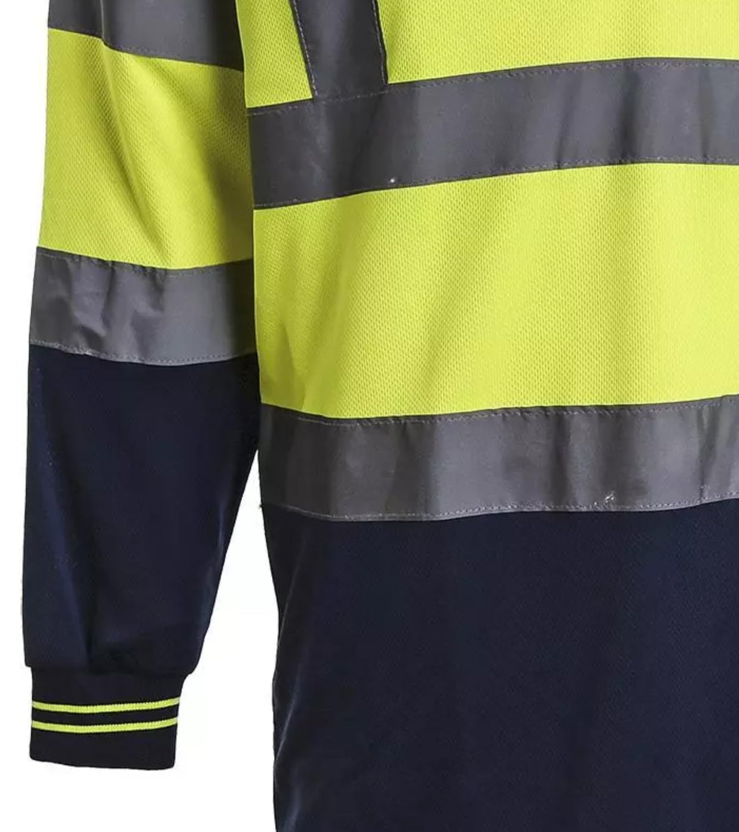 High Visibility Safety T Shirt Long Sleeve Two Tone Work Shirt with Reflective Tape Strips Button Closure