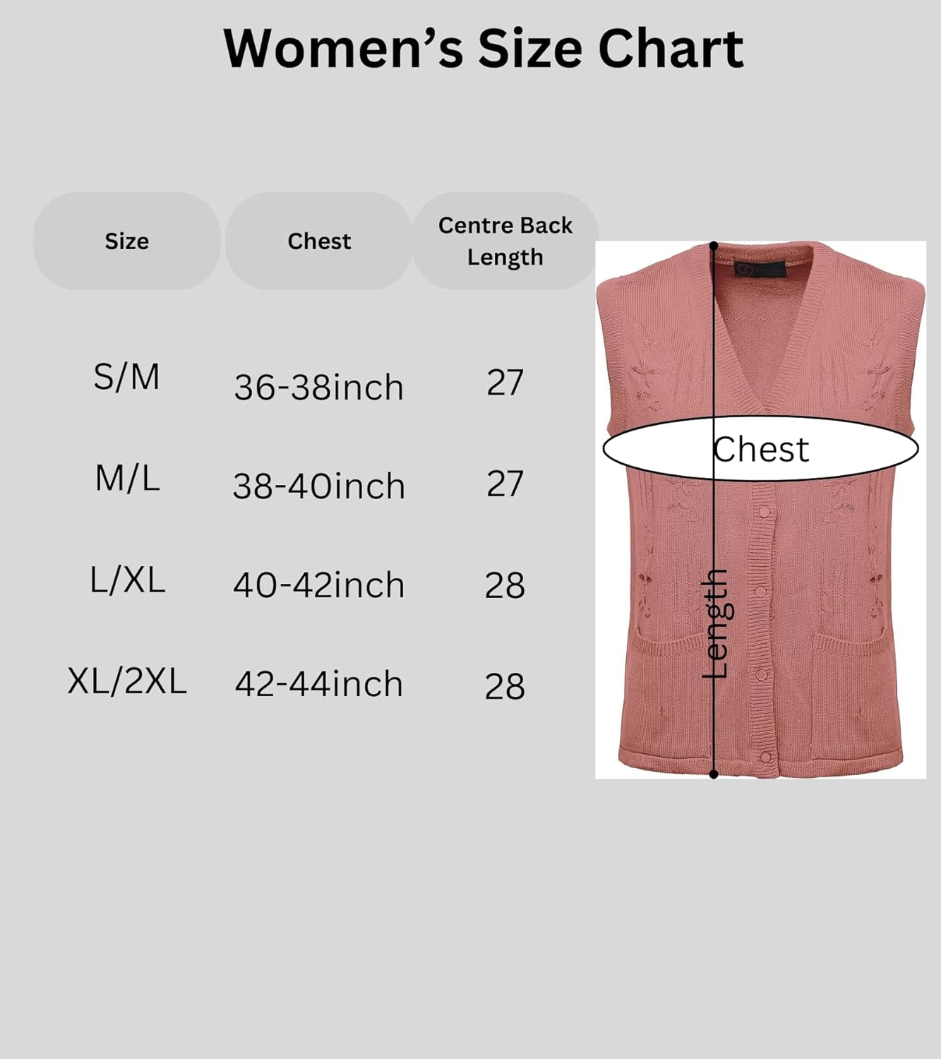 Maan Store Women's Sleeveless Knitted Waistcoat Button-Up Cardigan with Embroidery and Front Pockets V Neck Ladies Pull Over Sweater