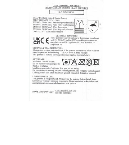 High Visibility Bomber Jacket Reflective Tapes Security Building Bouncer Waterproof Windproof Jacket