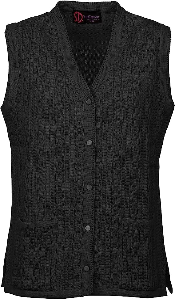 Women Sleeveless Button Knitted Cardigan