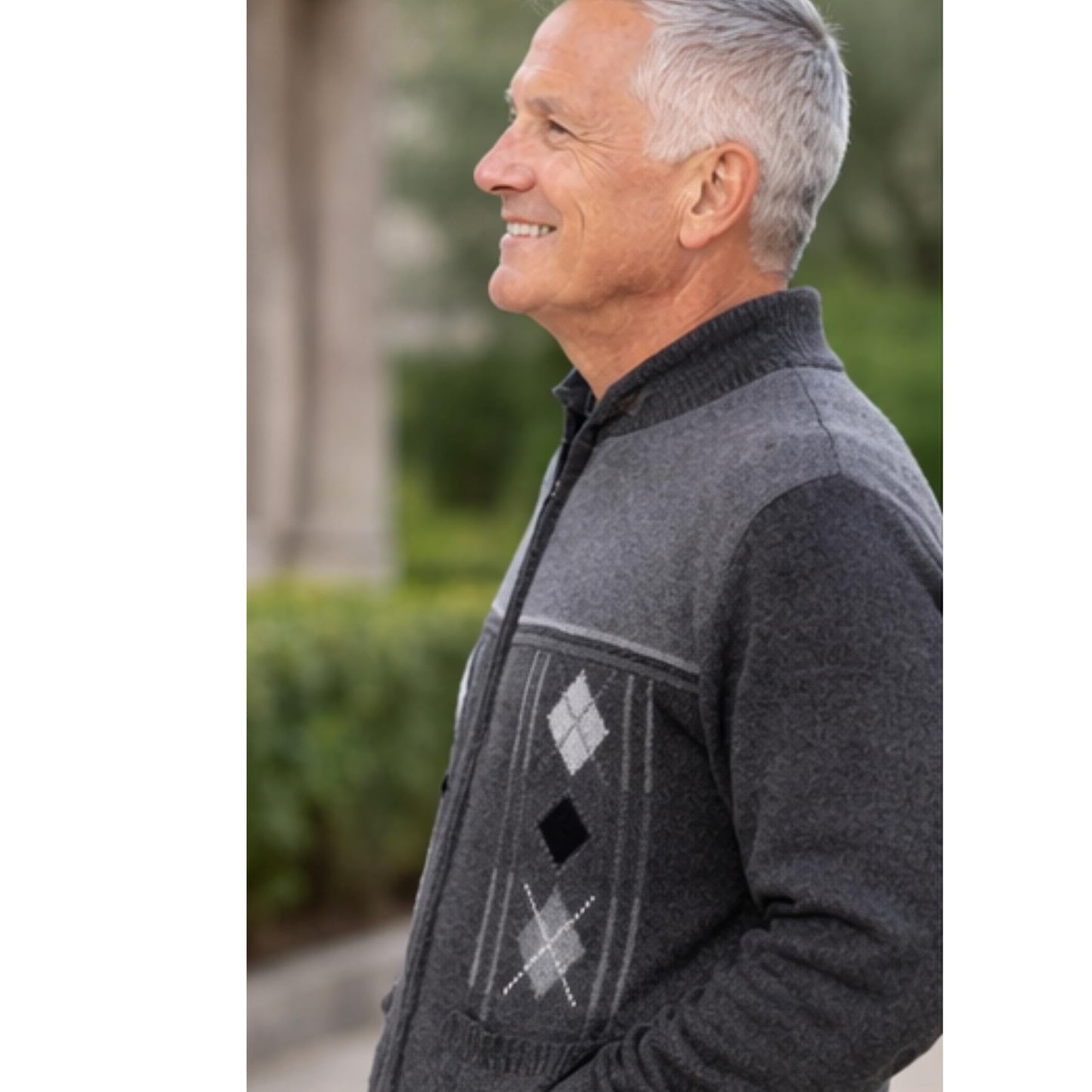 Men's Knitted Cardigan Zip Chunky Cable Knit Long Sleeve with Front Pockets