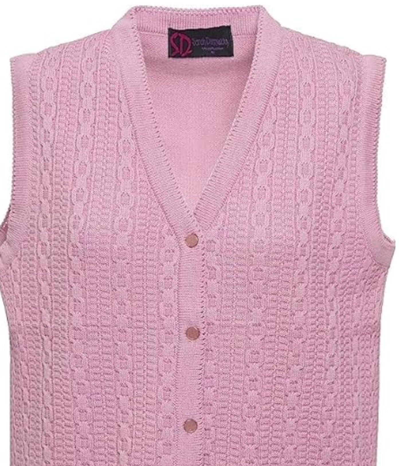 Women Sleeveless Button Knitted Cardigan