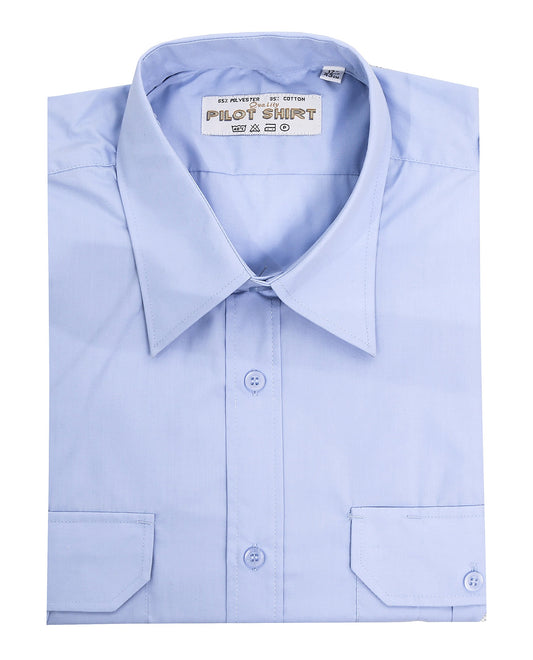 Maan Store Mens Pilot Shirts Long Sleeves Security Bus Driver Shirt with Shoulder Appellate Two Front Pockets