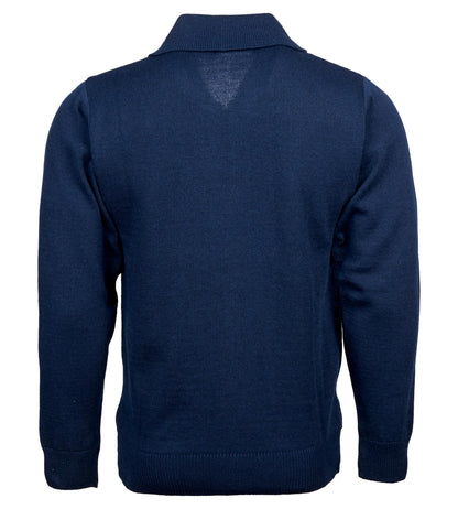 Men Zipper Cardigans Knitted Collar Neck Sweater Regular Fit Long Sleeve Front Pockets Classic Style S to 2XL