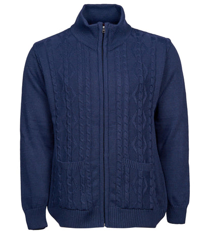 Men's Knitted Cardigan High Neck Full Zip Front Long Sleeve with Two Pockets