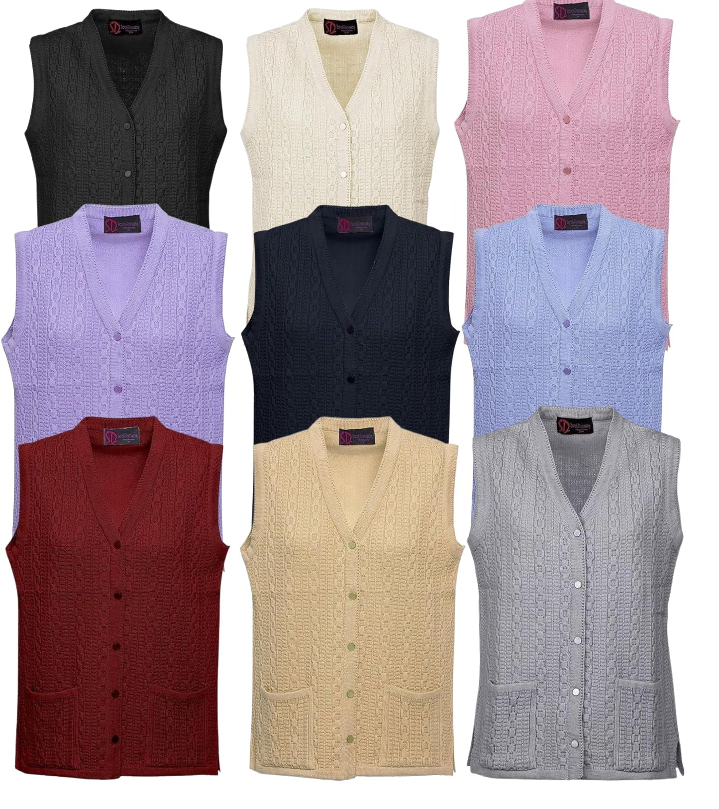 Women Sleeveless Button Knitted Cardigan
