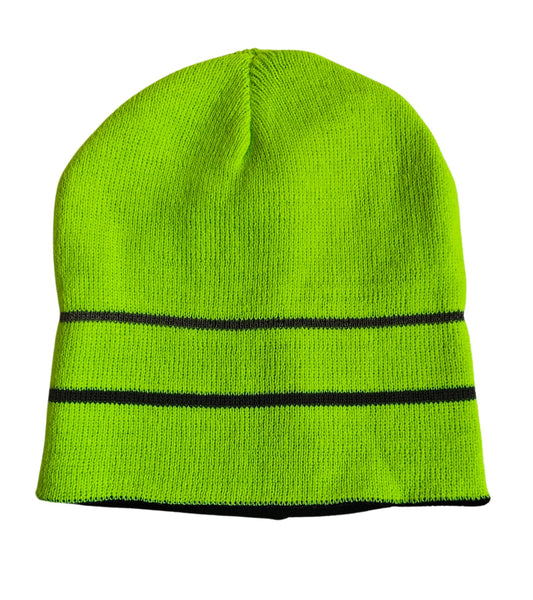 Hi-Vis Beanie Hat for Men & Women Lightweight Thermal Skull Cap Warm Winter Running Ha, Unisex Workwear, Reflective Safety Outdoor