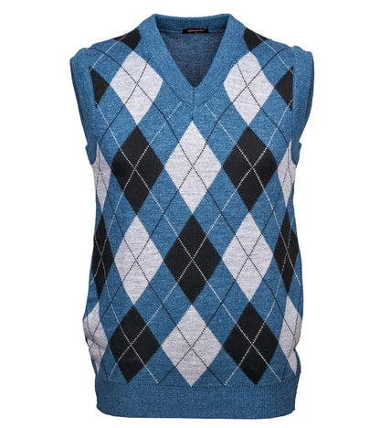 Guv'nors Mens Knitted Sleeveless Tank Top V Neck Knitted Slipover Diamond Pattern