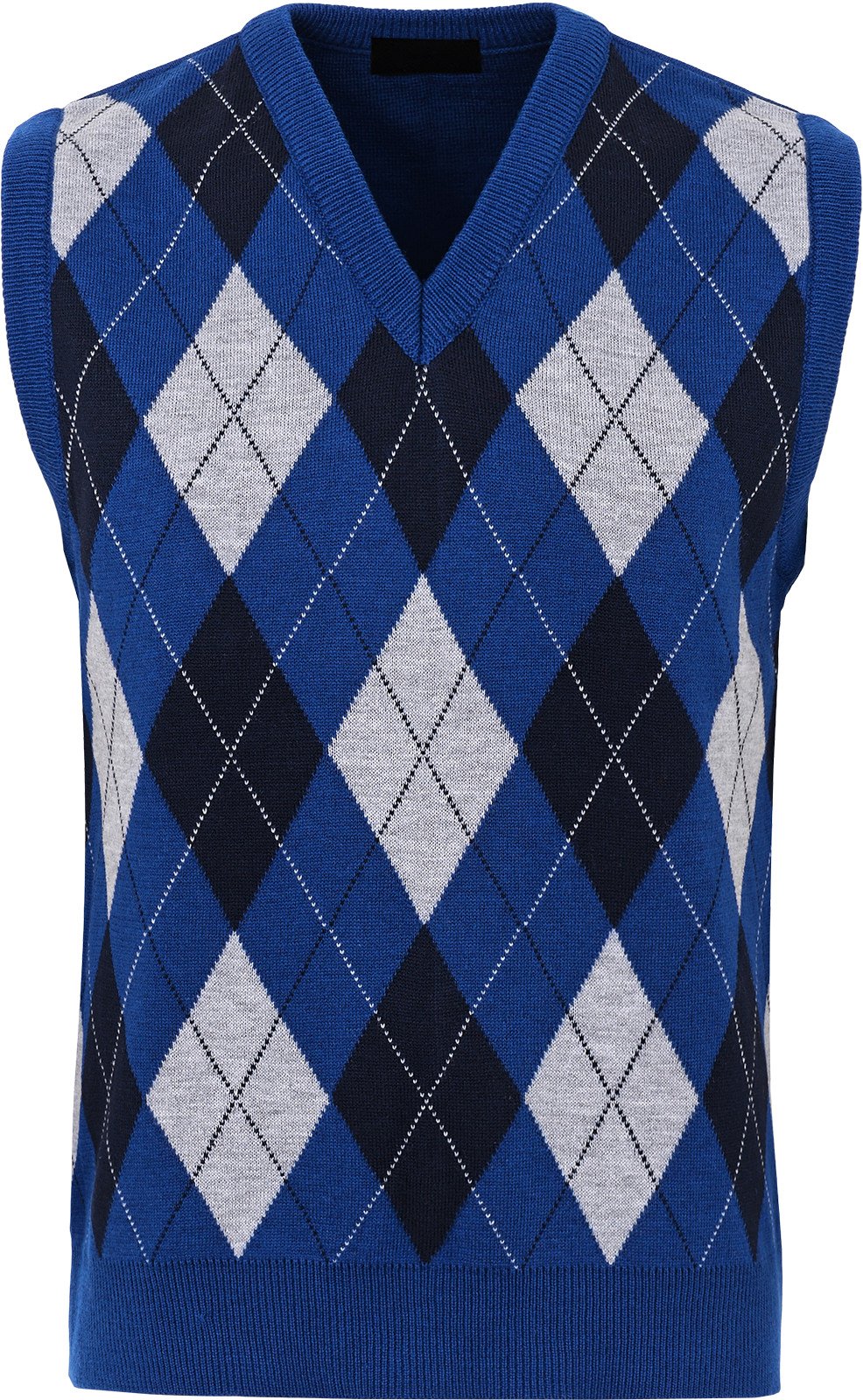 Guv'nors Mens Knitted Sleeveless Tank Top V Neck Knitted Slipover Diamond Pattern
