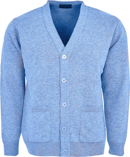 Men Knitted Cardigan Front Opening Button V Neck Winter Warm Long Sleeve Plan Sweater with Pockets S to 6XL