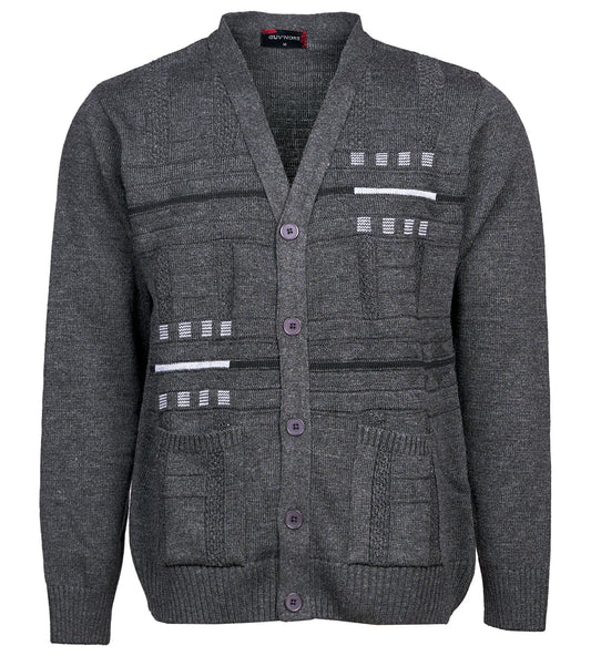 Men's Knitted Cardigan Sweater Winter Warm Long Sleeve V-Neck Button Front Casual Knitwear with Pockets Soft Comfortable Classic Fit Outerwear