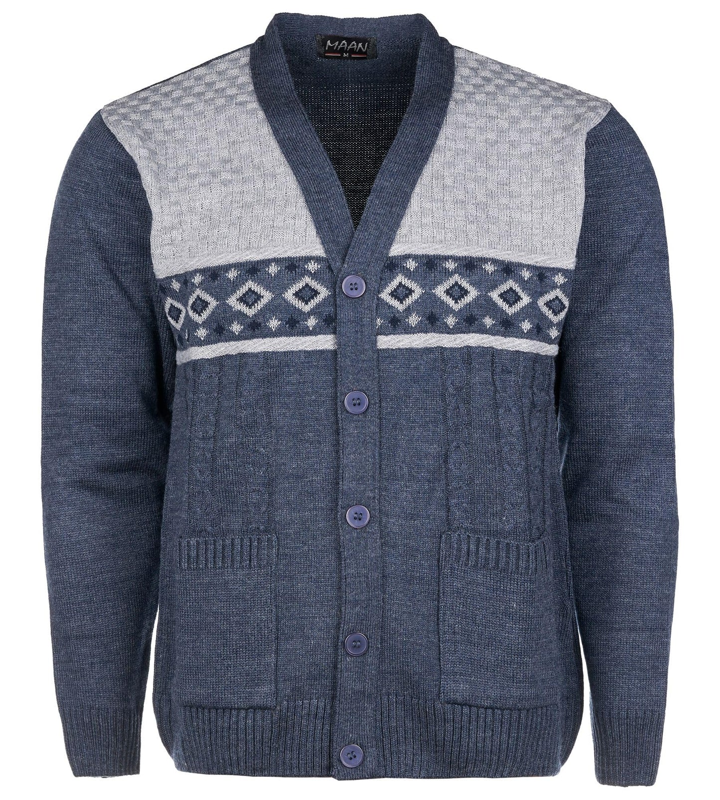 Men's Big & Tall Knitted Cardigan V-Neck Full Button Front Long Sleeve Sweater (Sizes 3XL to 6XL)