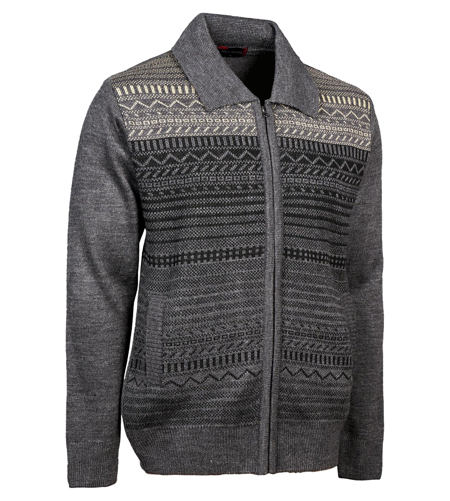 Men Zipper Cardigans Knitted Collar Neck Sweater Regular Fit Long Sleeve Front Pockets Classic Style S to 2XL